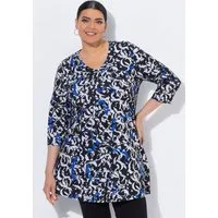 Ulla Popken Longshirt Longshirt grafischer Druck V-Ausschnitt 3/4-Arm
