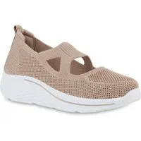 VAN HILL 21718937 BK258 Damen Sportschuhe Khaki 37 Slip-On Sneaker Damen Slip Ons Sportschuhe Sportliche Strick Profil-Sohle