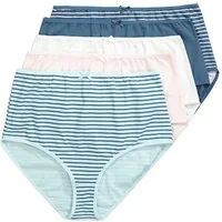 Ulla Popken Maxislip Maxislips 5er-Pack Ringel/einfarbig High Waist