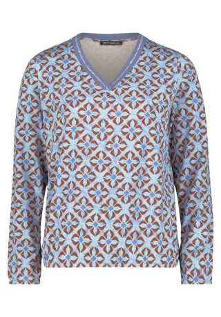 Betty Barclay - Gemustertes Langarmshirt blau - Gr. - 38