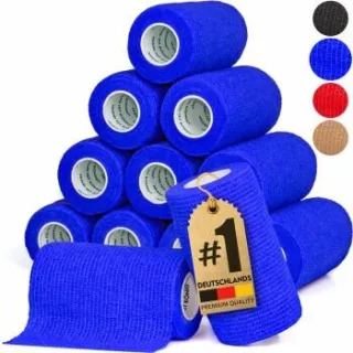 HUND IST KÖNIG Verband selbstklebend, Selbstklebende Bandage für Mensch & Tier (12 Stk) blau 10 cm, 47 m