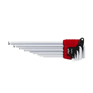 Wiha Stiftschlüssel Set im ErgoStar Halter Sechskant-Kugelkopf MagicRing 9-teilges Set mattverchromt in SB-Kartonverpackung - 43851