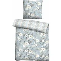 Biberna Bettwäsche Biberna Baumwoll-Single-Jersey Bettwäsche Blumen und Streifen, Single-Jersey