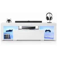 WLIVE Lowboard mit RGB-LED (20 Farben) Glasböden 135 x 45x 35cm (Fernsehtisch mit Schubladen für 50/55/60 Zoll Fernseher), Fernsehschrank für Wohnzimmer Schlafzimmer, Moderne TV Bank aus Holz