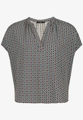 zero - Gemusterte Bluse blau/braun - Gr. - 42