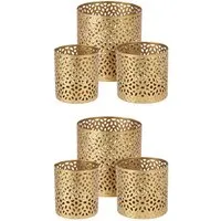 HAC24 Teelichthalter Metall Teelicht Halter Set Kerzenhalter Windlicht Tischdeko (6 St), mit Lichteffekte Gold Ø 5/6,5/8,5 cm