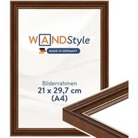 WANDStyle Bilderrahmen H182, DIN A4 Bilderrahmen 21x30 Holz, Vintage Bilderrahmen A4 Braun 21x29,7