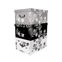 BigDean Aufbewahrungsbox 3x je 45 Liter mit Deckel & Griffen stabile Pappe Ordnungsboxen (Set, 3 St., Aufbewahrungsbox), Robust + Stabil mit Griff, Hübsche + praktische Deko-Box
