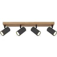 GLOBO LIGHTING Deckenleuchte, Leuchtmittel nicht inklusive, Deckenstrahler 4 Flammig Holzoptik Deckenleuchte GU10 Deckenlampe