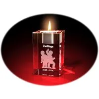 GLASFOTO.COM Teelichthalter Sternzeichen, Geburtstag, Geburtstagsgeschenk, 2D-Motive, Kristallglas