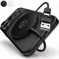 GreenHec MagSafe Ladegerät Wireless Charger Induktive Ladestation Kabellose 15w Wireless Charger (5,00 mA, Set, Magnetic MagPad + USB-A Adapter, iPhone 17 16 15 14 13 12 Pro Max Kontaktloses Kabellos Laden Induktion)