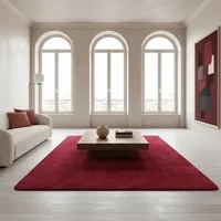 KADIMA DESIGN Teppich ISAR Wohnzimmer Waschbar Schlafzimmer Wohnzimmerteppich Esszimmer Uni, Rechteckig, Höhe: 13 mm, Rot, 60x100 cm, Strapazierfähig Esszimmerteppich Waschbar