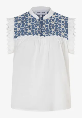 MORE & MORE - Bluse mit Stickereien weiß - Gr. - 36