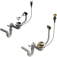 Faizee Möbel Siphon Siphon Silber/Gold mit Überlauf für das Spülbecken Automatisch