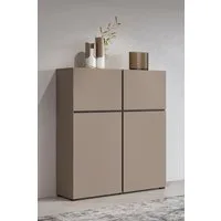 OTTO home Hochkommode Cross,Breite 119,5 cm, moderne grifflose Hochkommode mit 4 Türen, Hochschrank, Höhe 139 cm mit viel Stauraum, Einlegeböden verstellbar