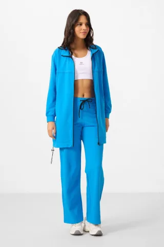 Damen Sweatshirt aus Baumwollmischung und weite Hose Set