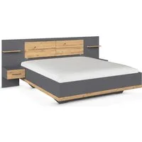 rauch Bettanlage Bett Doppelbett Komfortbett Funktionsbett BOSTON-EXTRA, (Set, 3-tlg., Liegeflächen 160 cm oder 180 cm), Mit warmer Kopfteil-Beleuchtung, 2x Hänge-Nachttische MADE IN GERMANY