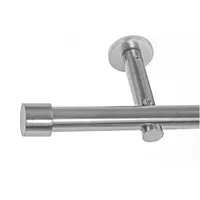 BASIT Gardinenstange Edelstahloptik 19mm mit Wandträgern 120 cm E61, Ø 19 mm, 1-läufig, verschraubt, Metall, H19 120 cm E61 Kappe