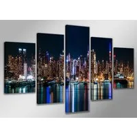 Visario Bild mit Rahmen 2 m x 1 m 5er Set Visario auf Leinwand fertig zum Aufhängen/gerahmt, NewYork