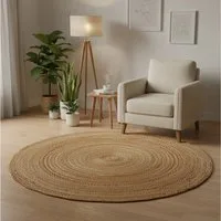 Elegant Floors Teppich Elegant Floors® Runder Jute Teppich Natur, Handgefertigtes Boho, Höhe: 9 mm