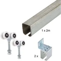 ATTAS Laufschienenprofil Laufwerkset Basic-Line geteilt (Geteilte Lieferung (maximal 2 Meter Schiene am Stück)