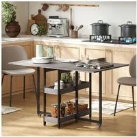HOMCOM Klapptisch Esstisch Klappbar für 2-4 Personen mit 2 Offenen Ablagen (Küchentisch, 1-St., Mobiler Esszimmertisch), für Kleine Räume, Esszimmer, Küche 133,4 x 80 x 74 cm Grau