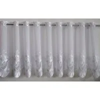 Stickereien Plauen Scheibengardine Anika (1 St), Durchzuglöcher, transparent, Voile, veredelt mit echter Plauener Spitze Stickerei