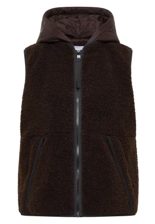 CECIL - Teddy-Weste mit abnehmbarer Kapuze chocolate sauce brown - Gr. - L
