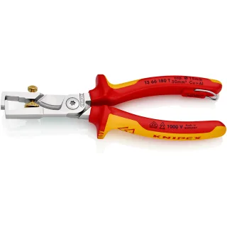 KNIPEX StriX Abisolierzangen mit Kabelschere 180 mm verchromt isoliert, VDE-geprüft - 1366180T