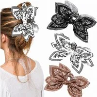 nsihing Haarclip Haarschleifen Clips 3er Set, Große Schleifen für Dickes Haar, Boho Haarspangen, Rutschfest für Alltag & Freizeit