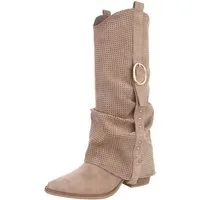 Ital-Design Moderne Stiefel mit perforiertem Design und goldenen Details Westernstiefel (91154646) Blockabsatz Stiefel in Hellbraun