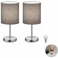Lichthandel Hoch LED Tischleuchte Nachttischlampe 2er Set Nachttischleuchte für Schlafzimmer Tischlampe, LED wechselbar, warmweiß, LED