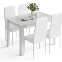 Mondeer Essgruppe Esszimmergruppe (Set, 5-tlg), (1 Tisch + 4 Stühle), Spanplatte & Lederimitat, Zweifarbig, Ergonomisch