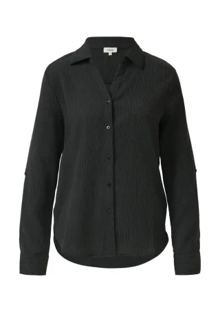 s.Oliver Red Label - Strukturierte Hemdbluse mit Turn-up schwarz - Gr. - 34