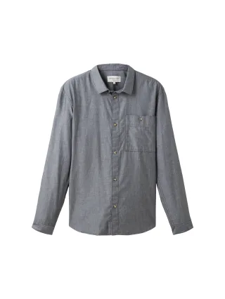 Denim Tom Tailor - Hemd mit Brusttasche black mini herringbone - Gr. - M