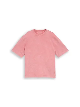Denim Tom Tailor - Relaxed Fit T-Shirt mit Washed-Out Effekt light berry mauve - Gr. - M