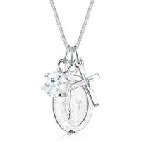 Elli Collierkettchen Kreuz Marienbild Solitär Zirkonia 925 Silber
