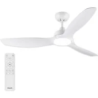 Philips LED Deckenleuchte Fixed 24W DC-Ventilator 30W, fixe Rotorblätter, ⌀ 106cm, weiß, CCT - über Fernbedienung, Dimmer, Dimmfunktion, Ein-/Ausschalter, Farbsteuerung, Fernbedienung, Infrarot inkl., Memoryfunktion, Ventilatorfunktion, dimmbar über 
