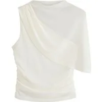Next Kurzarmbluse Asymmetrisches Cape-Oberteil mit Mesh (1-tlg)