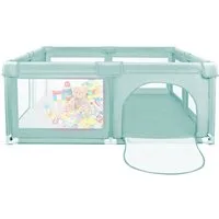 JEOBEST Laufgitter Laufstall Baby 120x120cm Laufstall mit atmungsaktivem Netz, Laufstall für die Wohnung, Oxford Gewebe, 50 Bällen, 2 Seiteneingänge