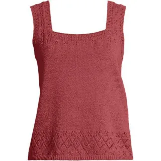 Feinstrick-Top mit Ajourdetails für Damen, Damen, size: regular, Rot, Baumwoll-Mischung/Polyester-Mischung, by Lands' End