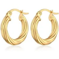 Elli Paar Creolen Creolen Twisted Look Gedreht 925 Silber