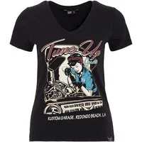 QueenKerosin Print-Shirt Tune Up (1-tlg) mit trendigem V-Ausschnitt