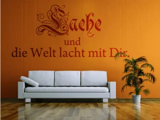 Wandtattoo Bad "Lache und die Welt..."