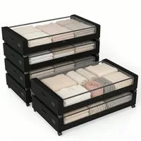 Sekey Unterbettkommode Unterbett Aufbewahrungsbox mit deckel transparente Aufbewahrungstasche, 6 St Organizer mit Rollen für Kleiderschrank zur Aufbewahrung