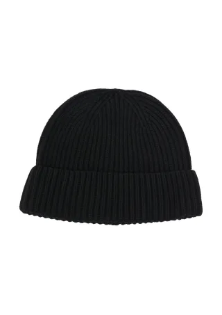 s.Oliver Red Label - Gestrickte Baumwoll-Beanie mit Umschlag schwarz - Gr. - ONE SIZE