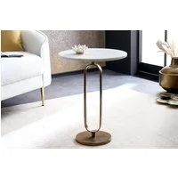 riess-ambiente Beistelltisch ELEGANCE 60cm weiß / gold (Einzelartikel, 1-St), Wohnzimmer · Marmor · Metall · rund · handmade · Modern Design