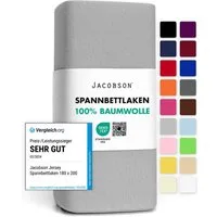 Jacobson Spannbettlaken aus 100% Baumwolle, Jersey Bettlaken 160 g/m², Spannbetttuch mit Gummizug, pflegeleicht & viele Farben