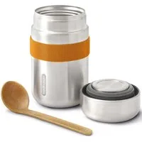 black+blum Thermobecher Food Flask, Edelstahl, hält Speisen lange heiß, auslaufsicher, inkl. Löffel, 400 ml
