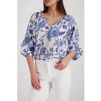 Monari Langarmbluse Bluse Blumendruck allover Regular fit mit Blumenmuster